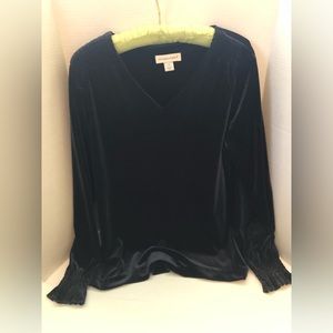 Navy blue, Velvet Holiday Top